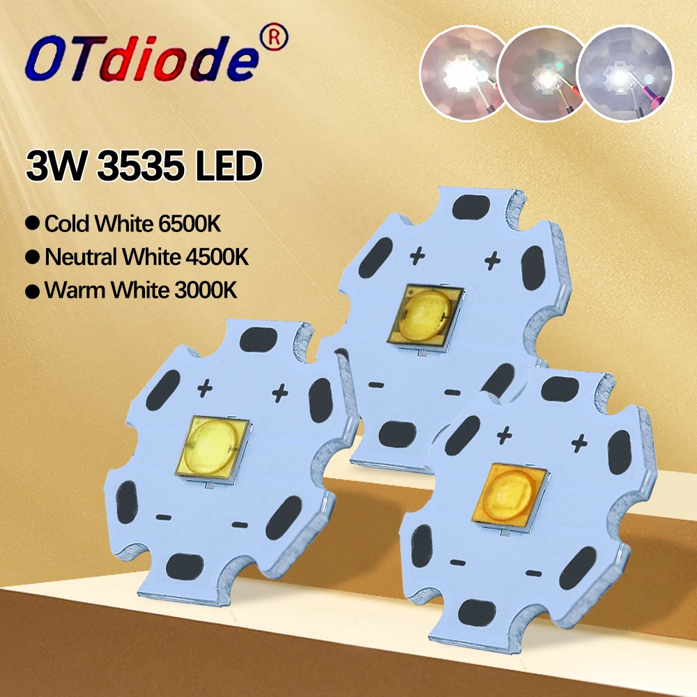 10-100pcs 1W 3W 3535 High Power LED Chips SMD Cold White 6500K Neutral White 4500K Warm White 3000K XPE Flashlight Part Lamp
10-100pcs 1W 3W 3535 High Power LED Chips SMD Cold White 6500K Neutral White 4500K Warm White 3000K XPE Flashlight Part Lamp