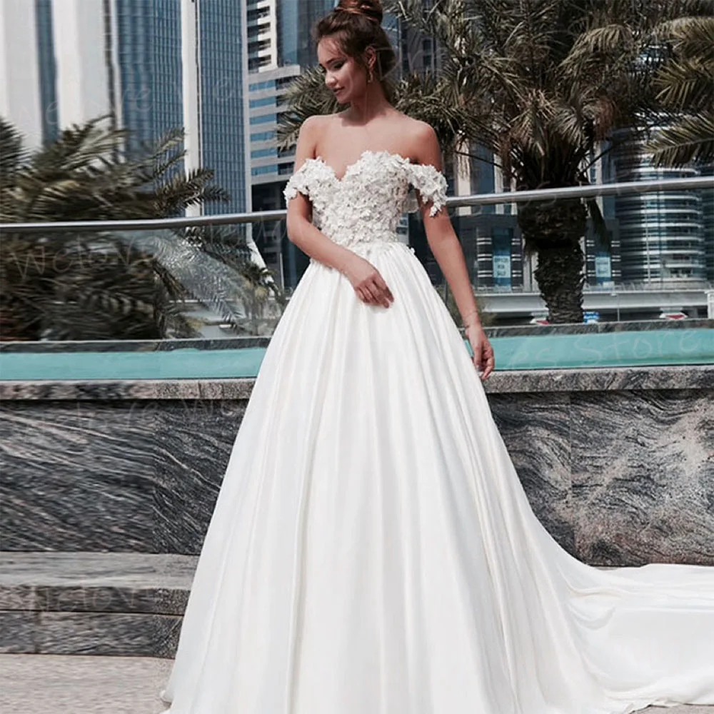 Elegant A Line Women's Wedding Dresses Beautiful Appliques Lace Bride Gowns Sexy Off The Shoulder Backless Vestidos Novias Boda
Elegant A Line Women's Wedding Dresses Beautiful Appliques Lace Bride Gowns Sexy Off The Shoulder Backless Vestidos Novias Boda