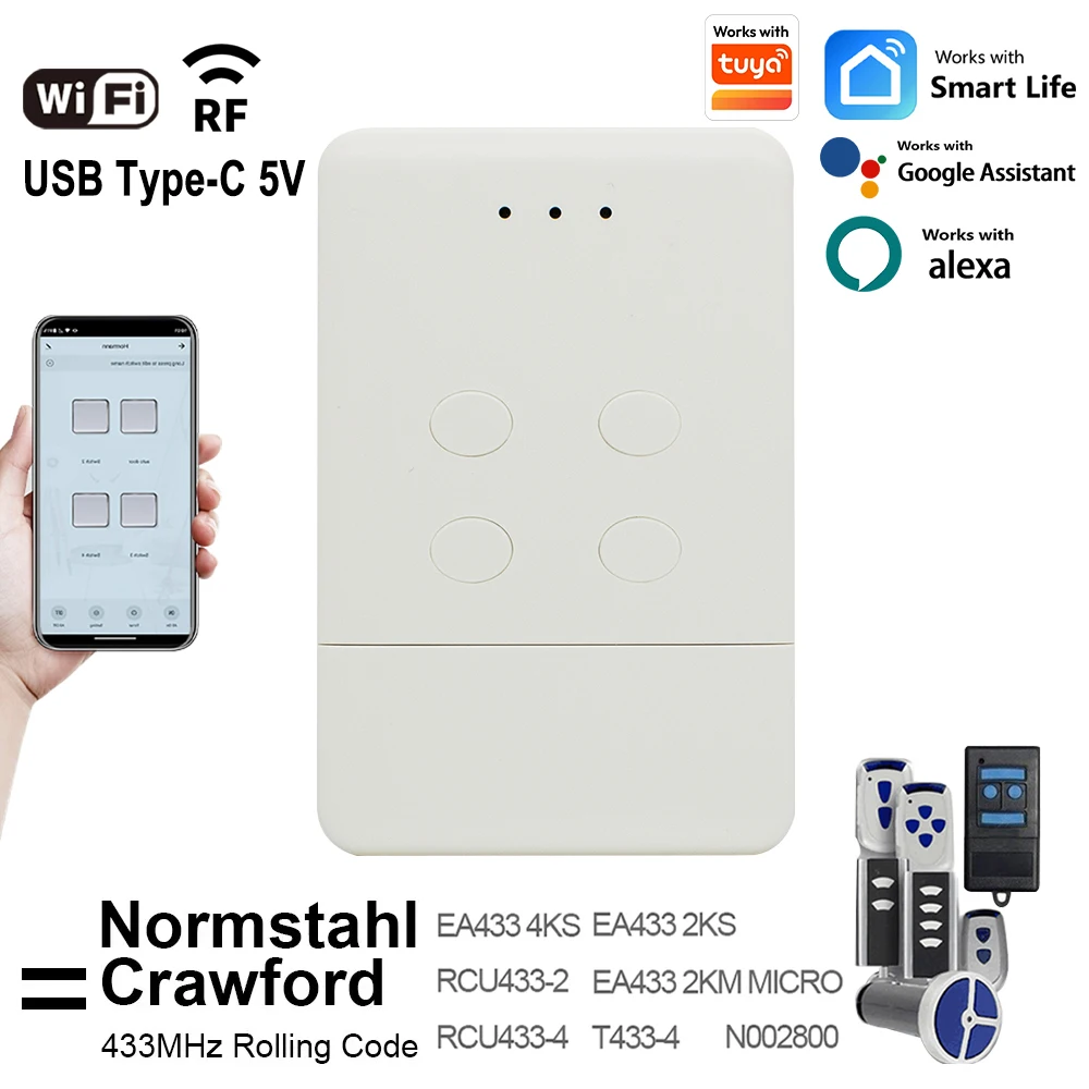 Normstahl Crawford 433.92MHz Garage Door Opener Remote RF+WIFI 2-in-1 Transmitter Works With TUYA Alexa Google Home
Normstahl Crawford 433.92MHz Garage Door Opener Remote RF+WIFI 2-in-1 Transmitter Works With TUYA Alexa Google Home