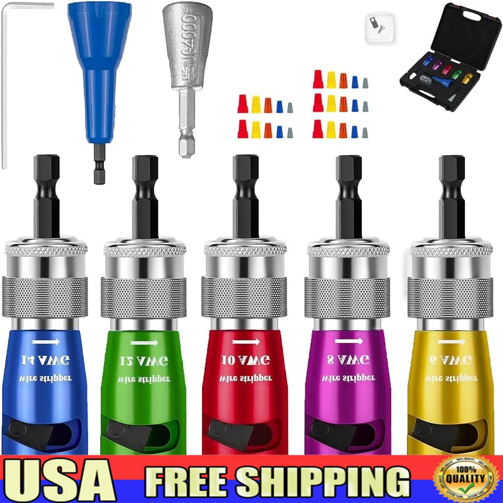 Wire Stripper Tool Set 5 Pack Electric Wire Stripper and Twister AWG 14 12 10 8 6 with Adjustable Length and Safe Caps
Wire Stripper Tool Set 5 Pack Electric Wire Stripper and Twister AWG 14 12 10 8 6 with Adjustable Length and Safe Caps