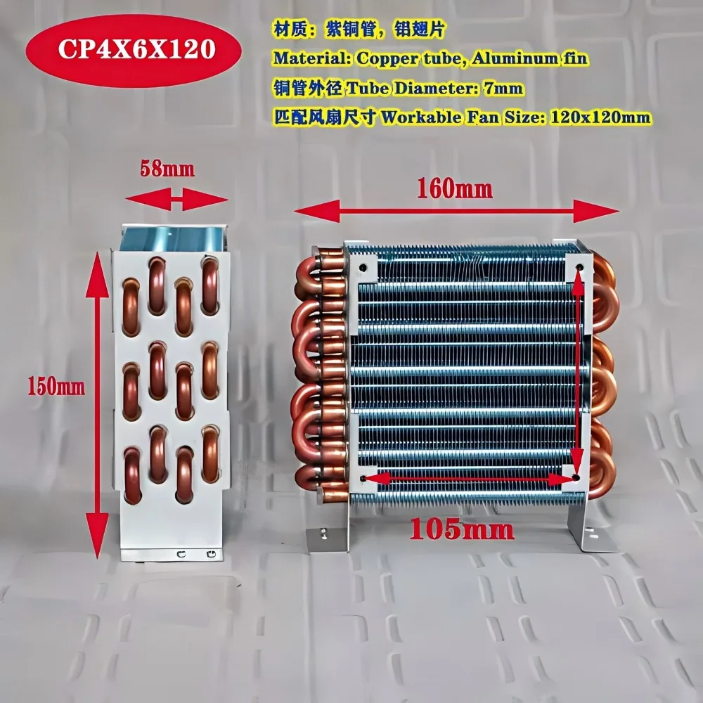 Мини-конденсатор CP4x6x120, радиатор с медными трубками и оребрением, охлаждаемый воздухом, испаритель с одним вентилятором 120 мм.
Мини-конденсатор CP4x6x120, радиатор с медными трубками и оребрением, охлаждаемый воздухом, испаритель с одним вентилятором 120 мм.