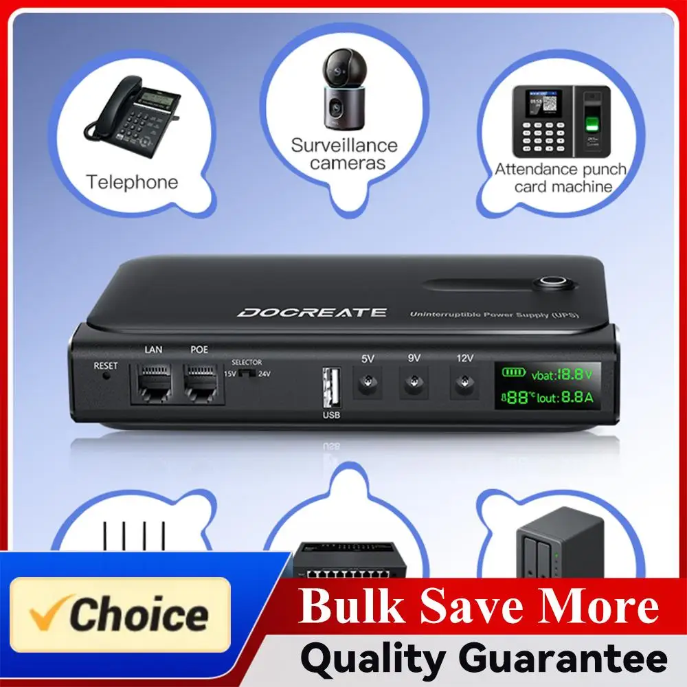 36W DC1036L UPS Uninterruptible Power Supply 5V-24V Output 18650 Replaceable Battery for Router NAS Modem & Network Equipment
36W DC1036L UPS Uninterruptible Power Supply 5V-24V Output 18650 Replaceable Battery for Router NAS Modem & Network Equipment