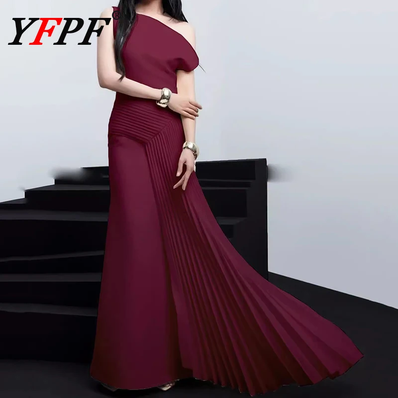 YFPF Summer Fashion Women Dress Diagonal Collar Irregular Folds Spliced Design Sleeveless Long Dresses Elegant 2025 New
YFPF Summer Fashion Women Dress Diagonal Collar Irregular Folds Spliced Design Sleeveless Long Dresses Elegant 2025 New