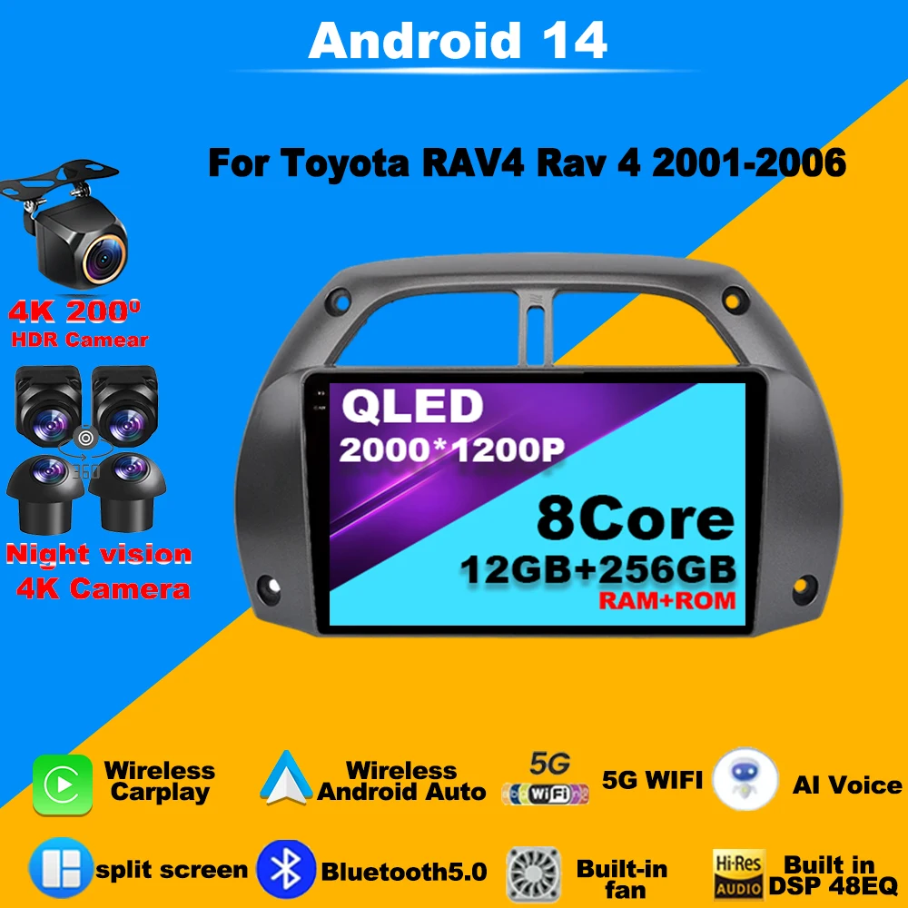 Android 14 Car Radio 4G CarPlay For Toyota RAV4 2001-2006 Car Multimedia Player Navigation 2din Head Unit GPS Stereo Autoradio
Android 14 Car Radio 4G CarPlay For Toyota RAV4 2001-2006 Car Multimedia Player Navigation 2din Head Unit GPS Stereo Autoradio