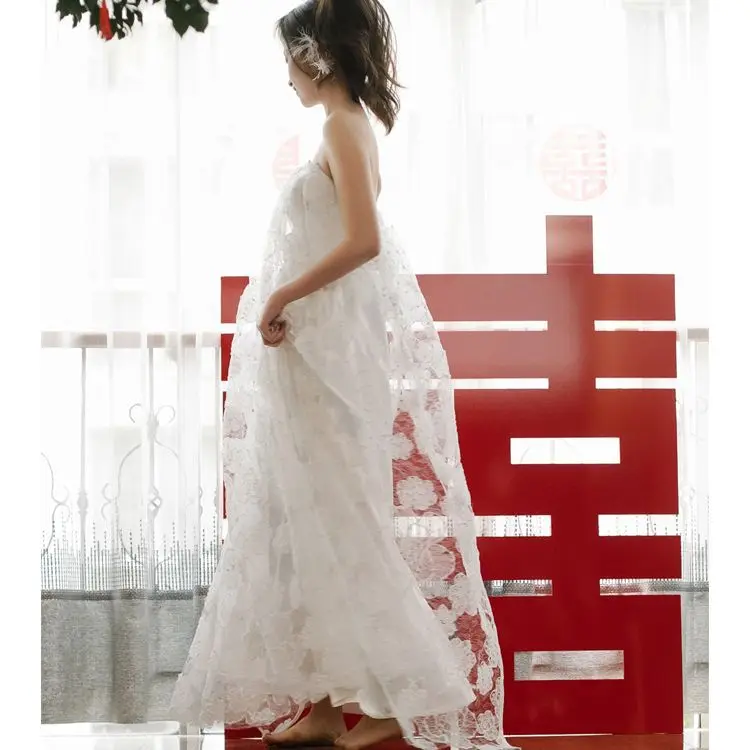 White Morning Gowns Engagement Toast Dress out of Court Photo Light Wedding Dress Banquet Evening Dress Mesh Tube Top Dress
White Morning Gowns Engagement Toast Dress out of Court Photo Light Wedding Dress Banquet Evening Dress Mesh Tube Top Dress