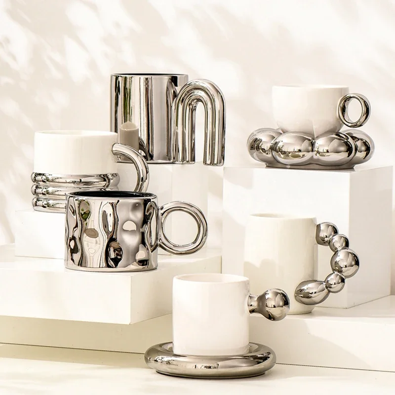 Light Luxury Silver Ceramic Mug Mug High Value Coffee Cup Saucer Afternoon Tea Cup Drinking Cup Home Decoration Accessories
Light Luxury Silver Ceramic Mug Mug High Value Coffee Cup Saucer Afternoon Tea Cup Drinking Cup Home Decoration Accessories