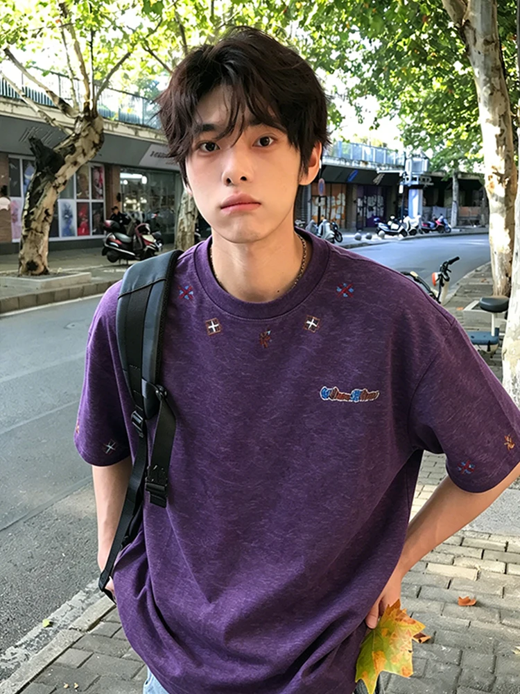 Purple Embroidered Tie Dye Short Sleeve Men's Summer round Neck Heavyweight T Shirt American Cleanfit Couple's Half Sleeve
Purple Embroidered Tie Dye Short Sleeve Men's Summer round Neck Heavyweight T Shirt American Cleanfit Couple's Half Sleeve