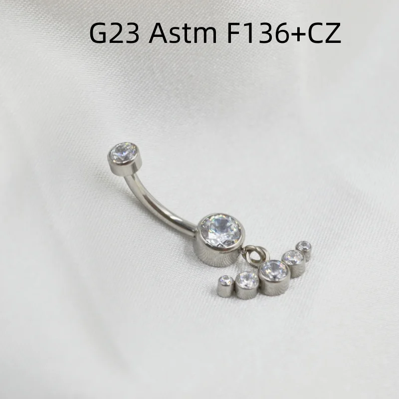 10PCS Body Jewelry-G23 Titanium Clear CZ Smart Dangle Navel Button Body Piercing 14Gx10x4/6mm Curve Barbells Belly Rings
10PCS Body Jewelry-G23 Titanium Clear CZ Smart Dangle Navel Button Body Piercing 14Gx10x4/6mm Curve Barbells Belly Rings
