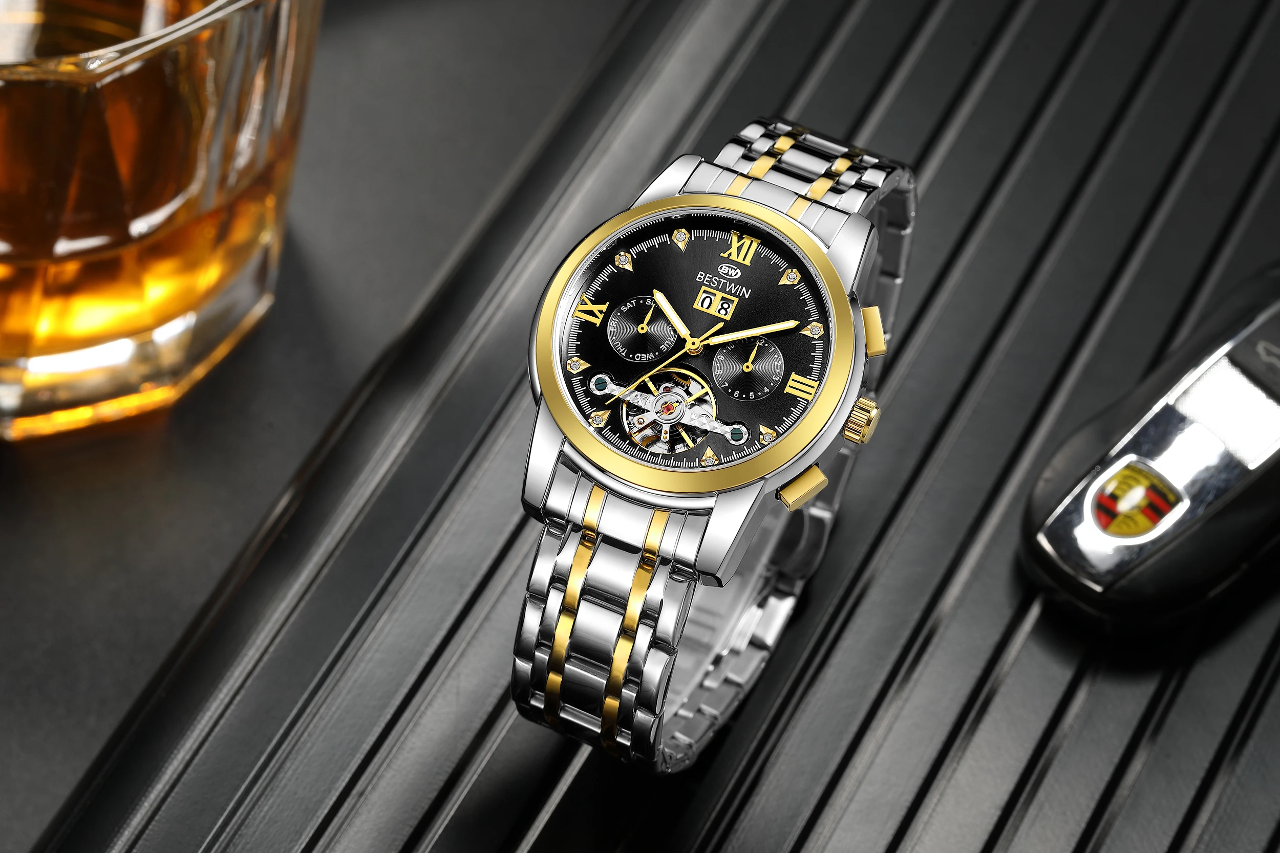 Fashion men watches luxury business automatic mechanical watches tourbillon waterproof luminous rhinestone alloy watches for men
Fashion men watches luxury business automatic mechanical watches tourbillon waterproof luminous rhinestone alloy watches for men