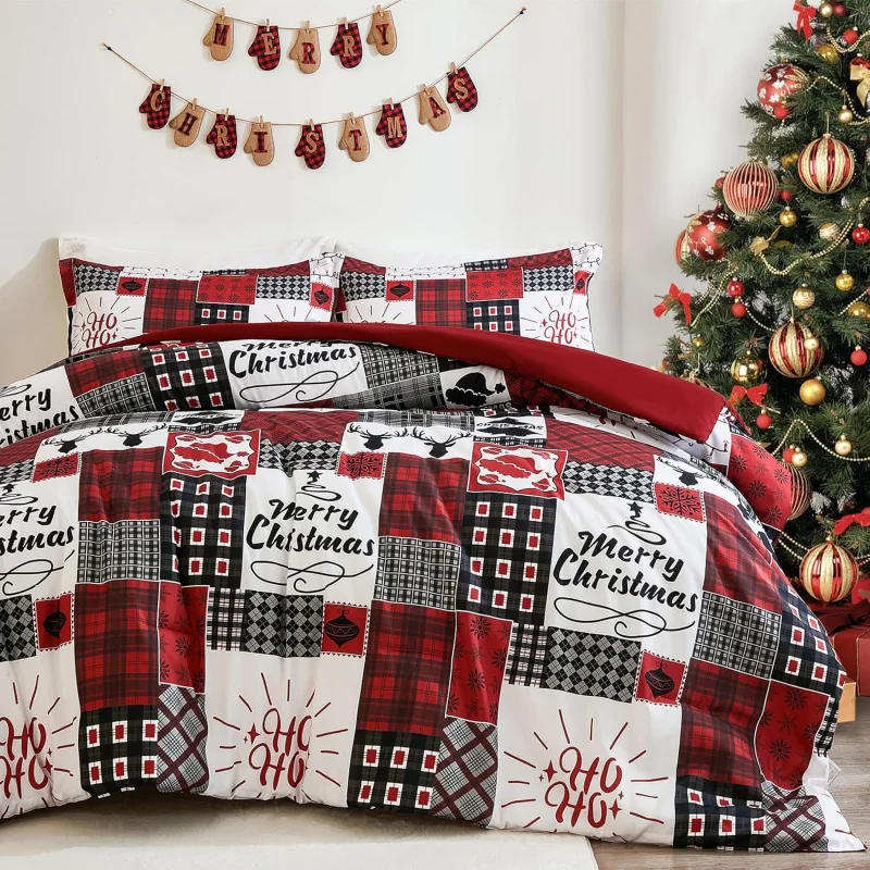 Christmas set king size bed, soft ultra-fine fiber comfortable bedding, collage reindeer print holiday themed bedroom decoration
Christmas set king size bed, soft ultra-fine fiber comfortable bedding, collage reindeer print holiday themed bedroom decoration