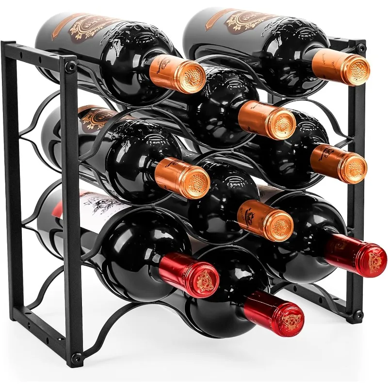 Countertop Wine Rack - 9 Bottle Freestanding Modern Black Metal Wine Holder - 3 Tier Tabletop Wine Stand for Cabinet, Pantry
Countertop Wine Rack - 9 Bottle Freestanding Modern Black Metal Wine Holder - 3 Tier Tabletop Wine Stand for Cabinet, Pantry