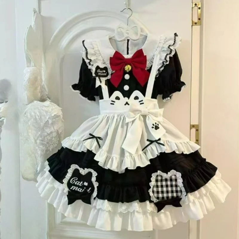 Japanese Kawaii Lolita Style Dress Women Sweet Bow Lace Peter Pan Collar Short Sleeve Dress with Apron Princess Party Mini Dress
Japanese Kawaii Lolita Style Dress Women Sweet Bow Lace Peter Pan Collar Short Sleeve Dress with Apron Princess Party Mini Dress