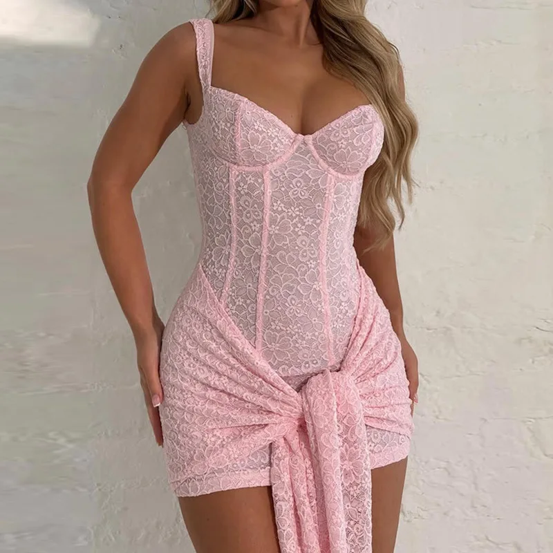 Women's Fashion Lace Sexy Dress V-Neck Fitted Waist Stitched Tie-Up Bodycon Dresses For Woman Elegant Party Evening Slip Dress
Women's Fashion Lace Sexy Dress V-Neck Fitted Waist Stitched Tie-Up Bodycon Dresses For Woman Elegant Party Evening Slip Dress