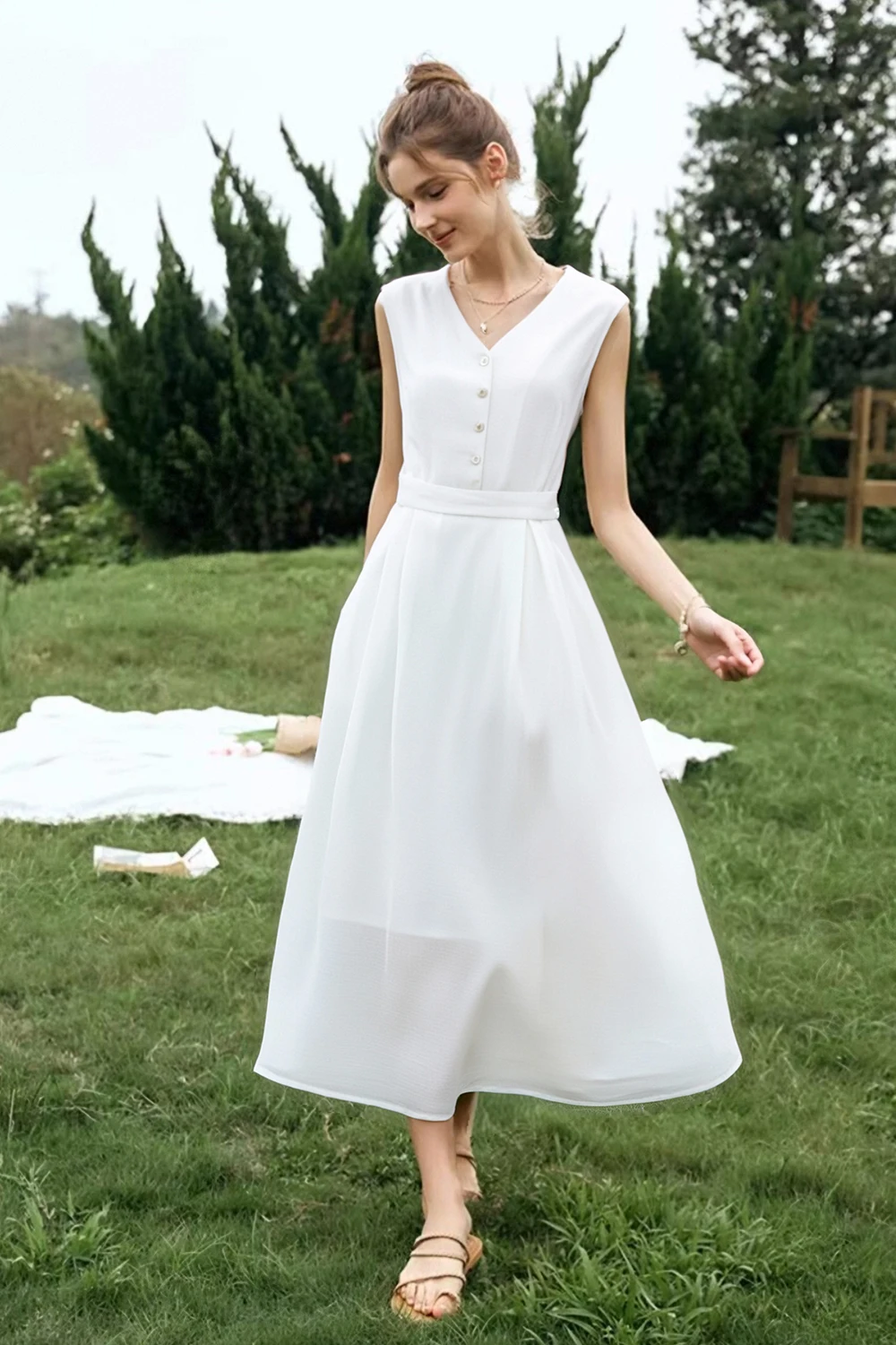 VIMLY2025Summer French Style Elegant Sleeveless Dress Simple O-Neck Midi Office Straight Tank H-Line Party Dress With Cloth Belt
VIMLY2025Summer French Style Elegant Sleeveless Dress Simple O-Neck Midi Office Straight Tank H-Line Party Dress With Cloth Belt