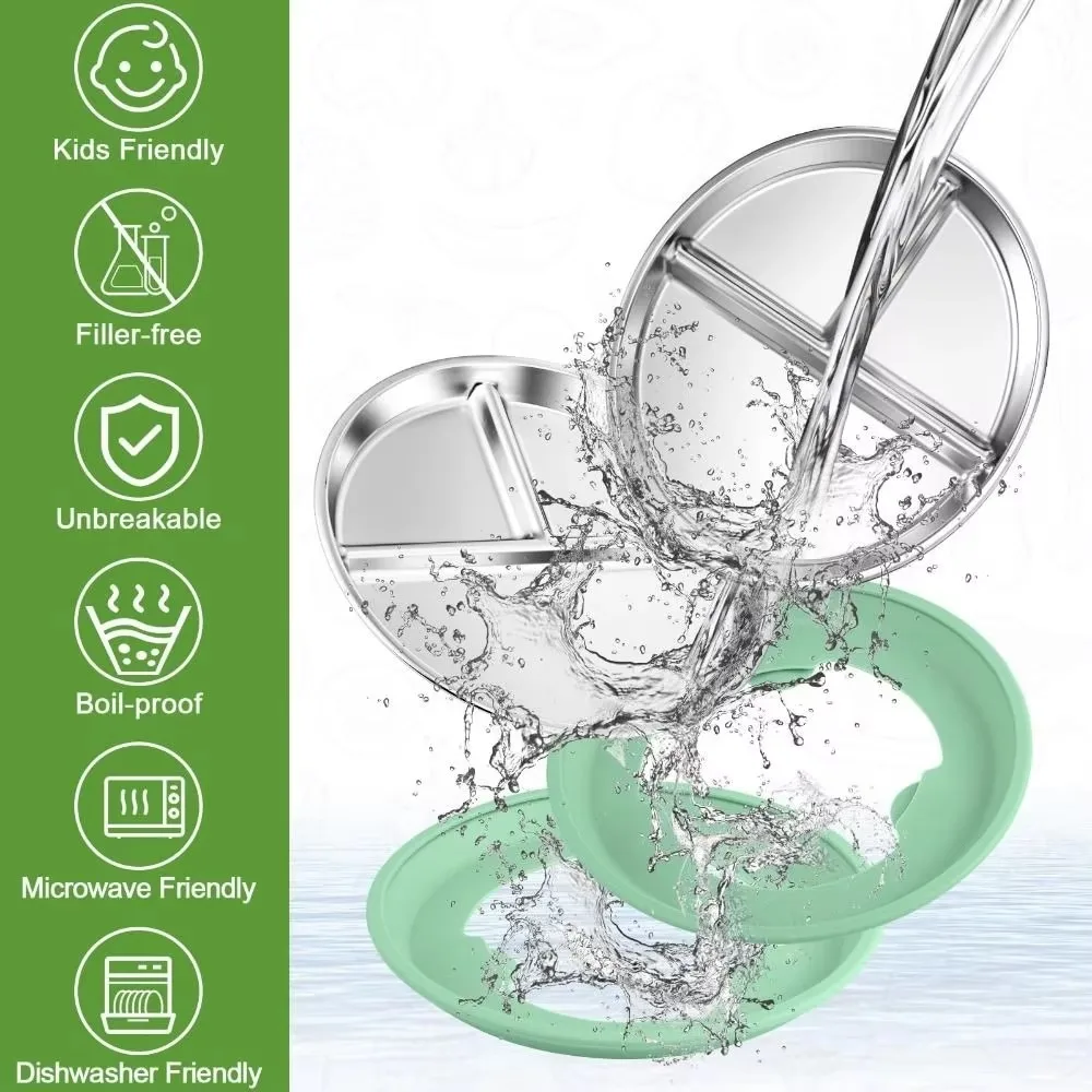 Divided Design Silicone Suction Cup Plates 304 Stainless Steel Detachable Baby Sucker Dining Plate Non-Slip Heat-Resistant
Divided Design Silicone Suction Cup Plates 304 Stainless Steel Detachable Baby Sucker Dining Plate Non-Slip Heat-Resistant
