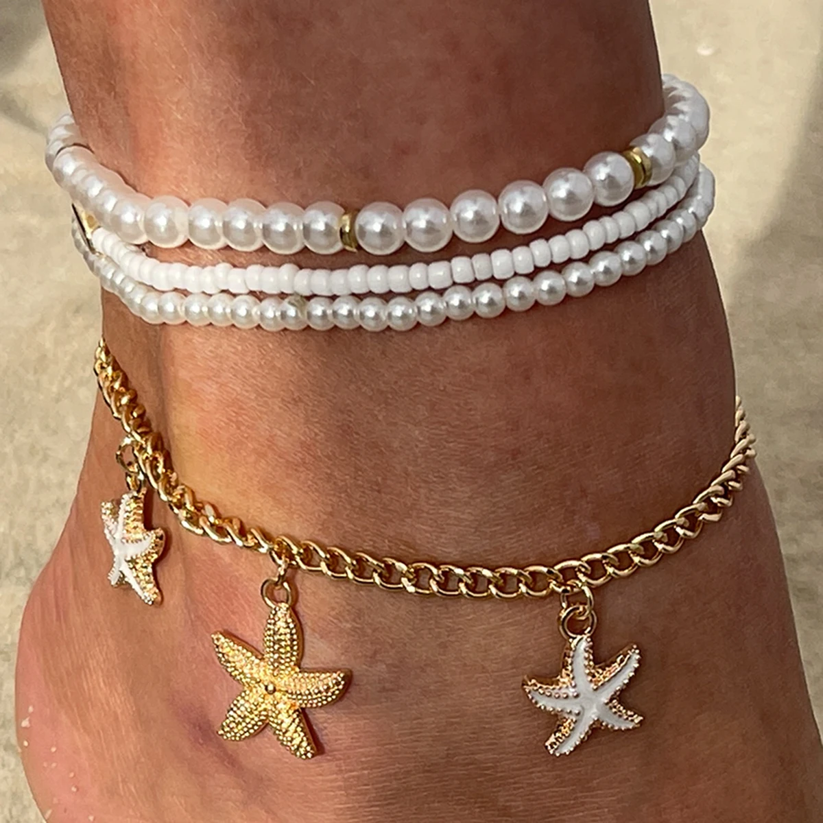 Salircon 4Pcs/Set Imitation Pearl Anklet Foot Chain Women Boho Summer Beach Starfish Pendant Ladies Charm Anklet Foot Jewelry
Salircon 4Pcs/Set Imitation Pearl Anklet Foot Chain Women Boho Summer Beach Starfish Pendant Ladies Charm Anklet Foot Jewelry