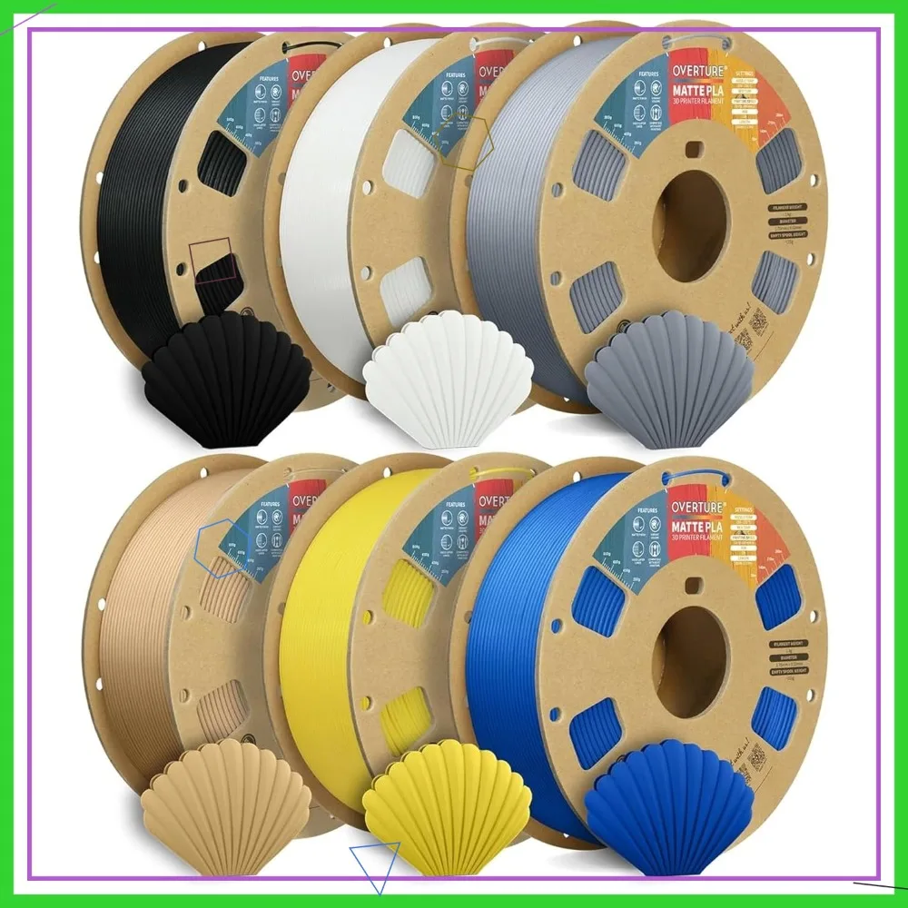 Matte PLA 3D Printer Filament 1.75mm Bundle 6kg, Low Warping, Matt Surface, 6 Spools 1kg Each, Fit Most FDM Printers
Matte PLA 3D Printer Filament 1.75mm Bundle 6kg, Low Warping, Matt Surface, 6 Spools 1kg Each, Fit Most FDM Printers