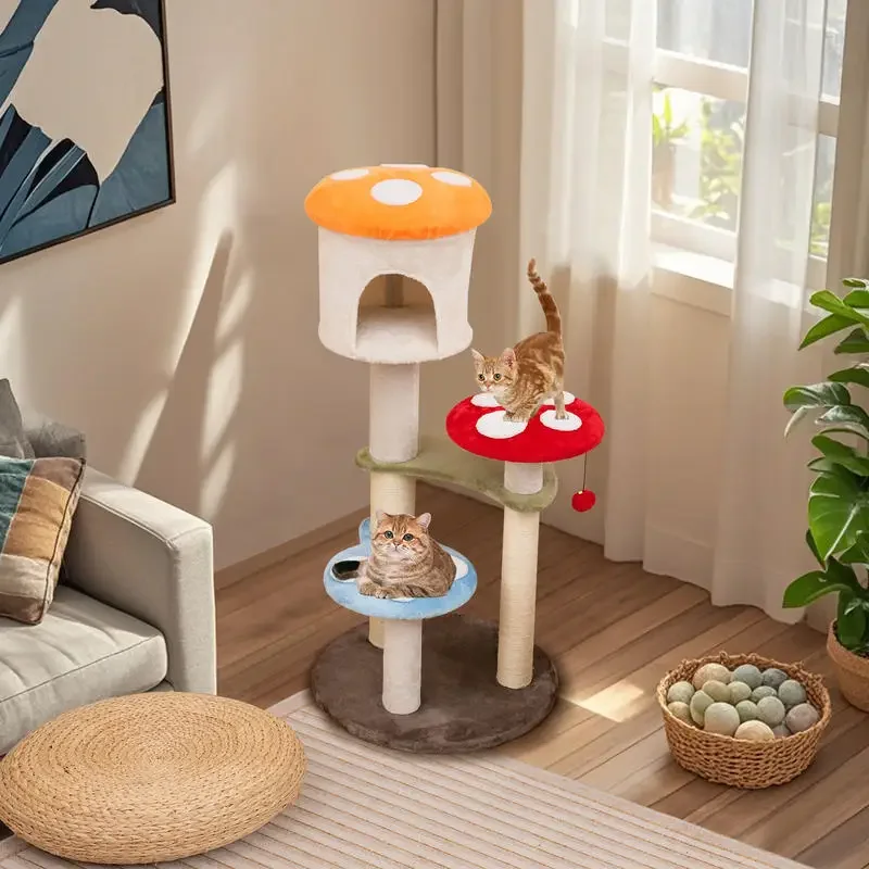 Cute Mushroom Cat Tree with Sisal Scratching Posts Top Condo and Padded Platforms-Multicolor
Cute Mushroom Cat Tree with Sisal Scratching Posts Top Condo and Padded Platforms-Multicolor