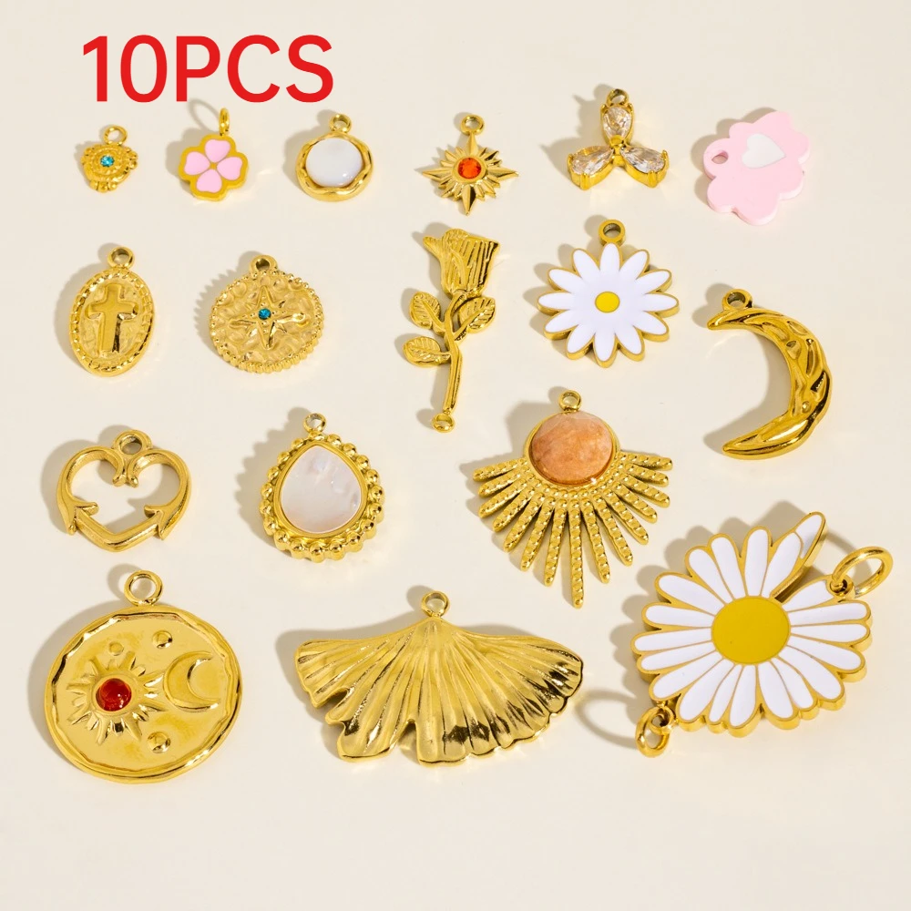 10Pcs Vintage Simple Stainless Steel Pendants Enamel White Shell Natural Stone Zircon DIY Jewelry Charms For Necklace
10Pcs Vintage Simple Stainless Steel Pendants Enamel White Shell Natural Stone Zircon DIY Jewelry Charms For Necklace