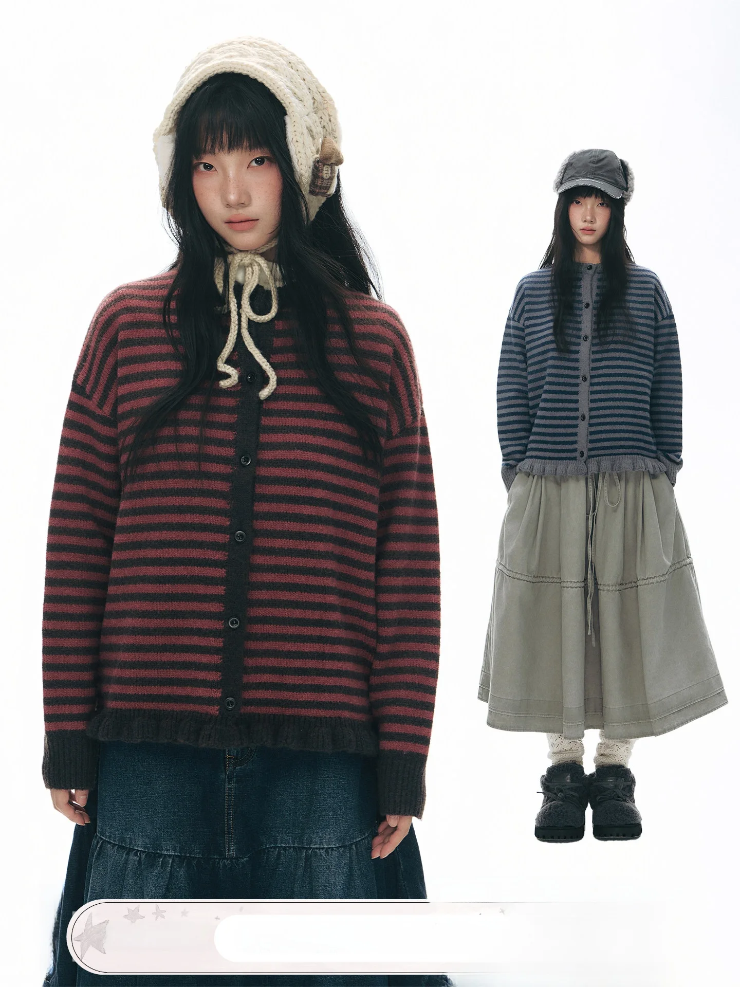 Оригинальный полосатый кардиган NAPSNAPS с круглым вырезом, женский, весна-осень, винтажный, с деревянной отделкой по низу, вязаный свитер
Оригинальный полосатый кардиган NAPSNAPS с круглым вырезом, женский, весна-осень, винтажный, с деревянной отделкой по низу, вязаный свитер