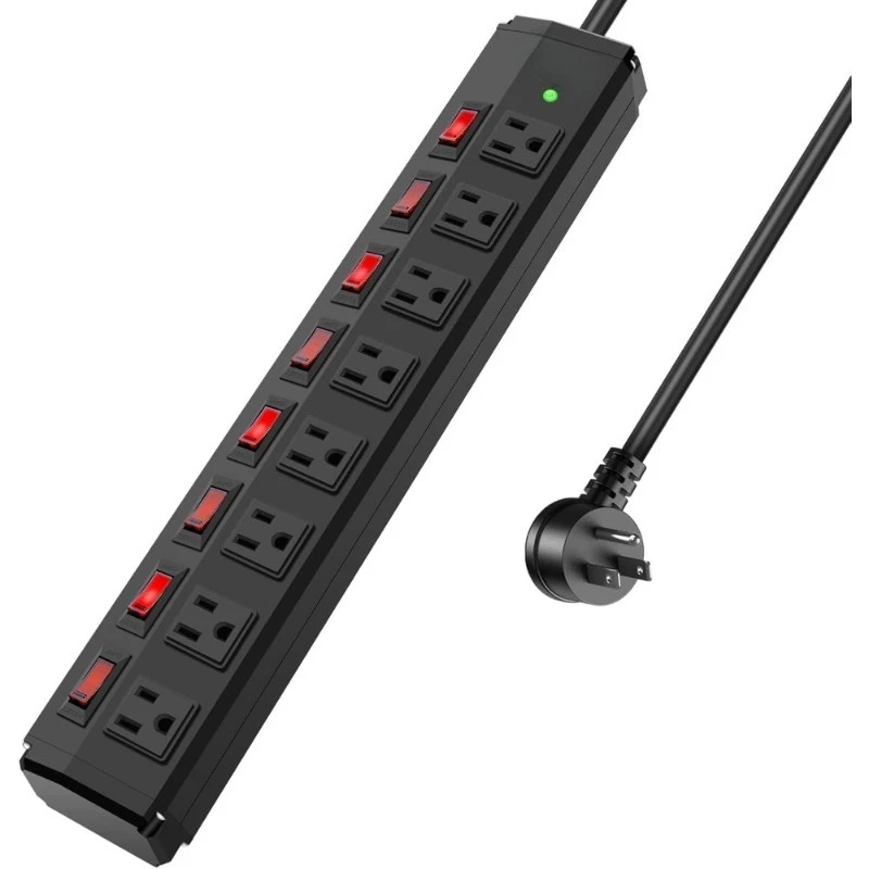 8 Outlet Metal Power Strip Surge Protector with Individual Switches 50FT Extension Cord 1200J 15A 1800W 125V
8 Outlet Metal Power Strip Surge Protector with Individual Switches 50FT Extension Cord 1200J 15A 1800W 125V