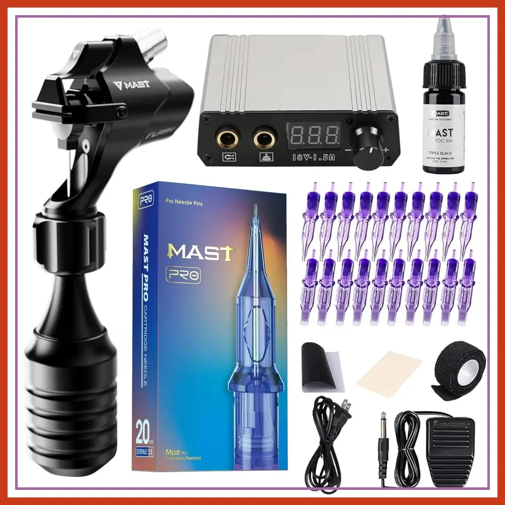 Mast Flash Rotary Tattoo Machine Kit with Cartridges, Disposable Needles, Power Supply TZ450
Mast Flash Rotary Tattoo Machine Kit with Cartridges, Disposable Needles, Power Supply TZ450
