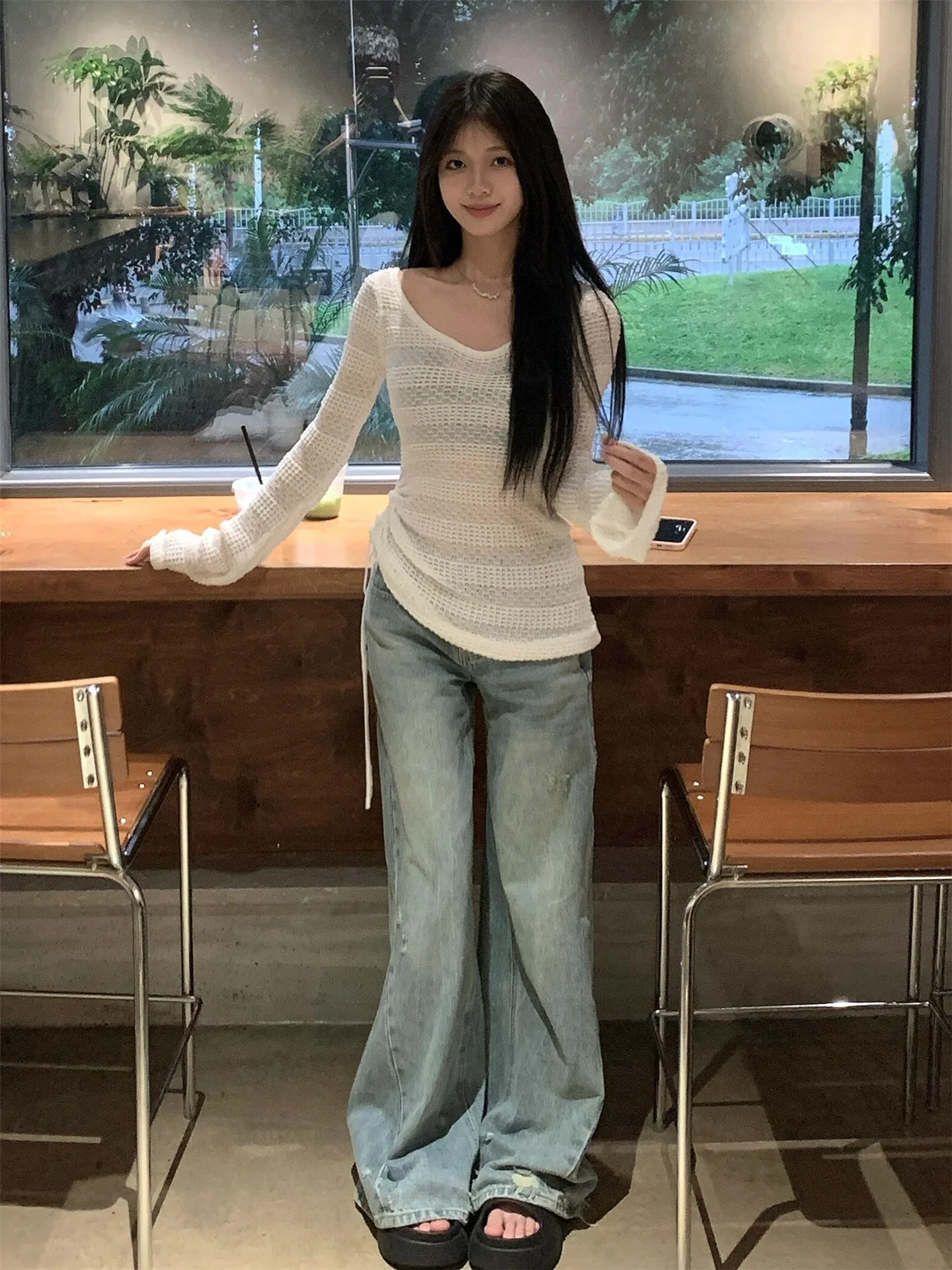 High Waist Extended Vintage Blue Flared Wide Leg Jeans Women's Spring Autumn Loose Slimming Design Worn Jeans Floor-Length
High Waist Extended Vintage Blue Flared Wide Leg Jeans Women's Spring Autumn Loose Slimming Design Worn Jeans Floor-Length