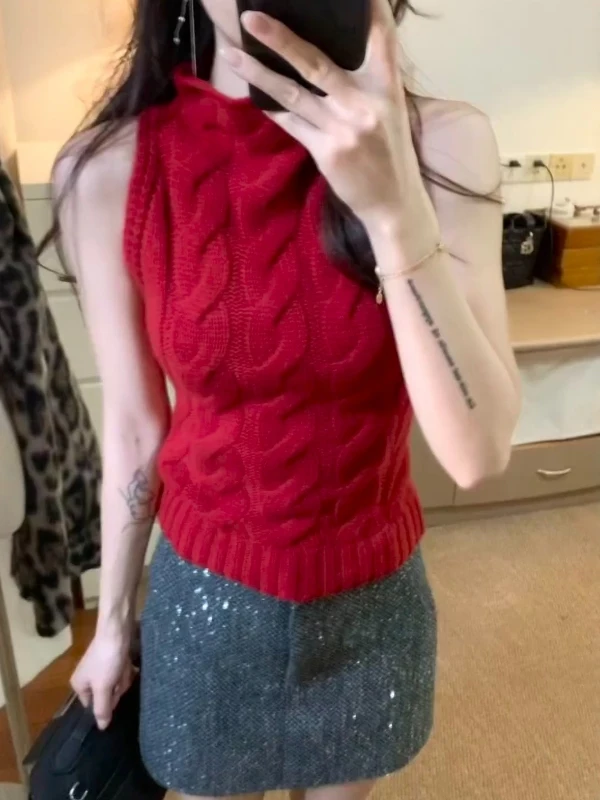 Красный вязаный жилет с высоким воротником для женщин, осенне-зимняя верхняя одежда, поддевка под футболку, новогодний подарок
Красный вязаный жилет с высоким воротником для женщин, осенне-зимняя верхняя одежда, поддевка под футболку, новогодний подарок