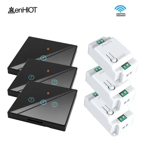 WenHIOT 433Mhz interruttore a parete Wireless 1/2/3 Gang pannello interruttore tattile fai da te 220V 10A interruttore relè interruttore luce telecomando