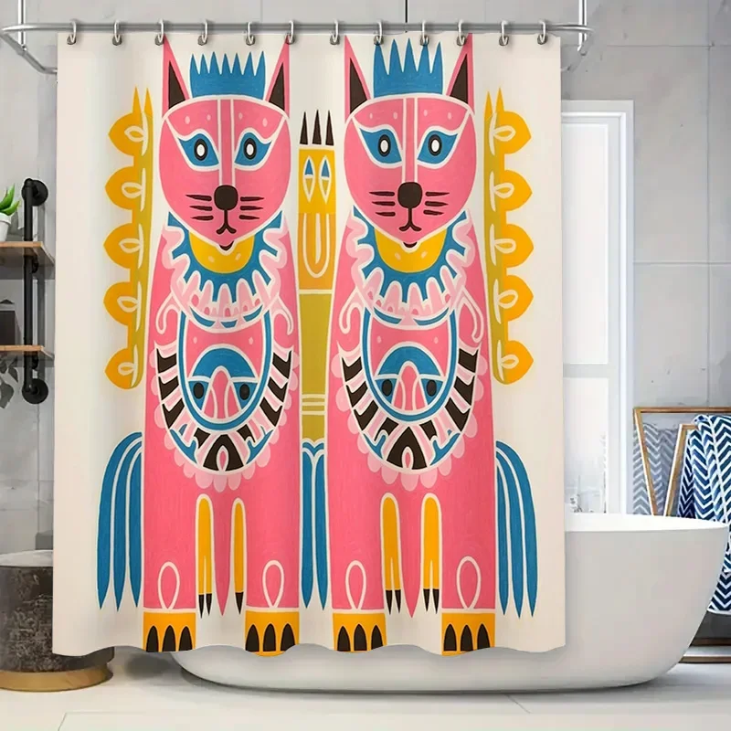 Vibrant Cat Print Shower Curtain Bohemian Style Decor for Bathroom with Blue Crown Pattern Pink Colorful Bath Mat SetXT6@!
Vibrant Cat Print Shower Curtain Bohemian Style Decor for Bathroom with Blue Crown Pattern Pink Colorful Bath Mat SetXT6@!