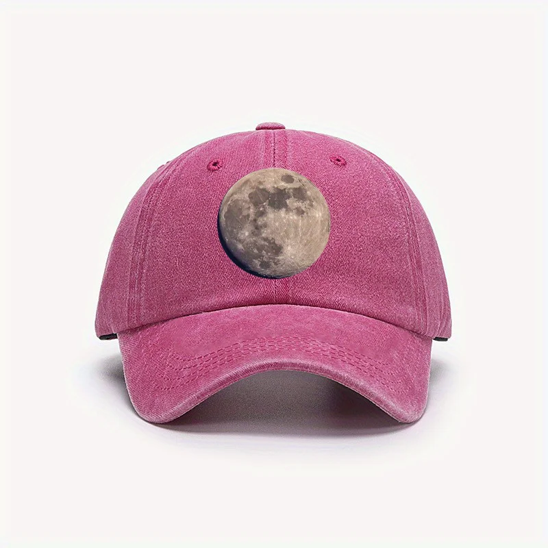 Unisex Moon Print Distressed Washed Baseball Cap, Adjustable Cotton Dad Hat, Casual Outdoor Cap
Unisex Moon Print Distressed Washed Baseball Cap, Adjustable Cotton Dad Hat, Casual Outdoor Cap