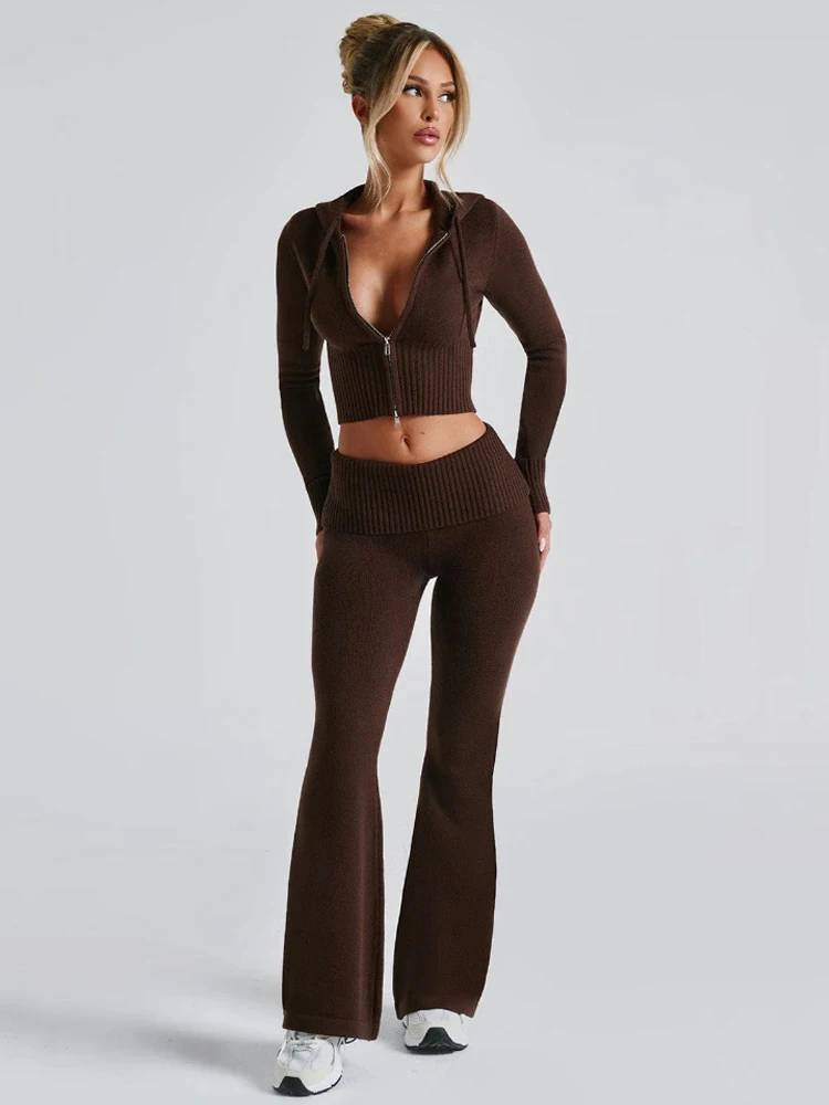 Autumn New Knitted Two Pieces Set 2026 Cropped Sweater Cardigan with Hoodie Flare Long Pants Women's Fashion Knitted Suit 2026
Autumn New Knitted Two Pieces Set 2026 Cropped Sweater Cardigan with Hoodie Flare Long Pants Women's Fashion Knitted Suit 2026
