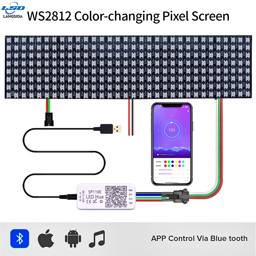 WS2812B Matrix Screen, Individually Addressable LED Panel (4×12 8×8 16×16 8×32 Pixel Light Module), SP110E Bluetooth Controller
WS2812B Matrix Screen, Individually Addressable LED Panel (4×12 8×8 16×16 8×32 Pixel Light Module), SP110E Bluetooth Controller