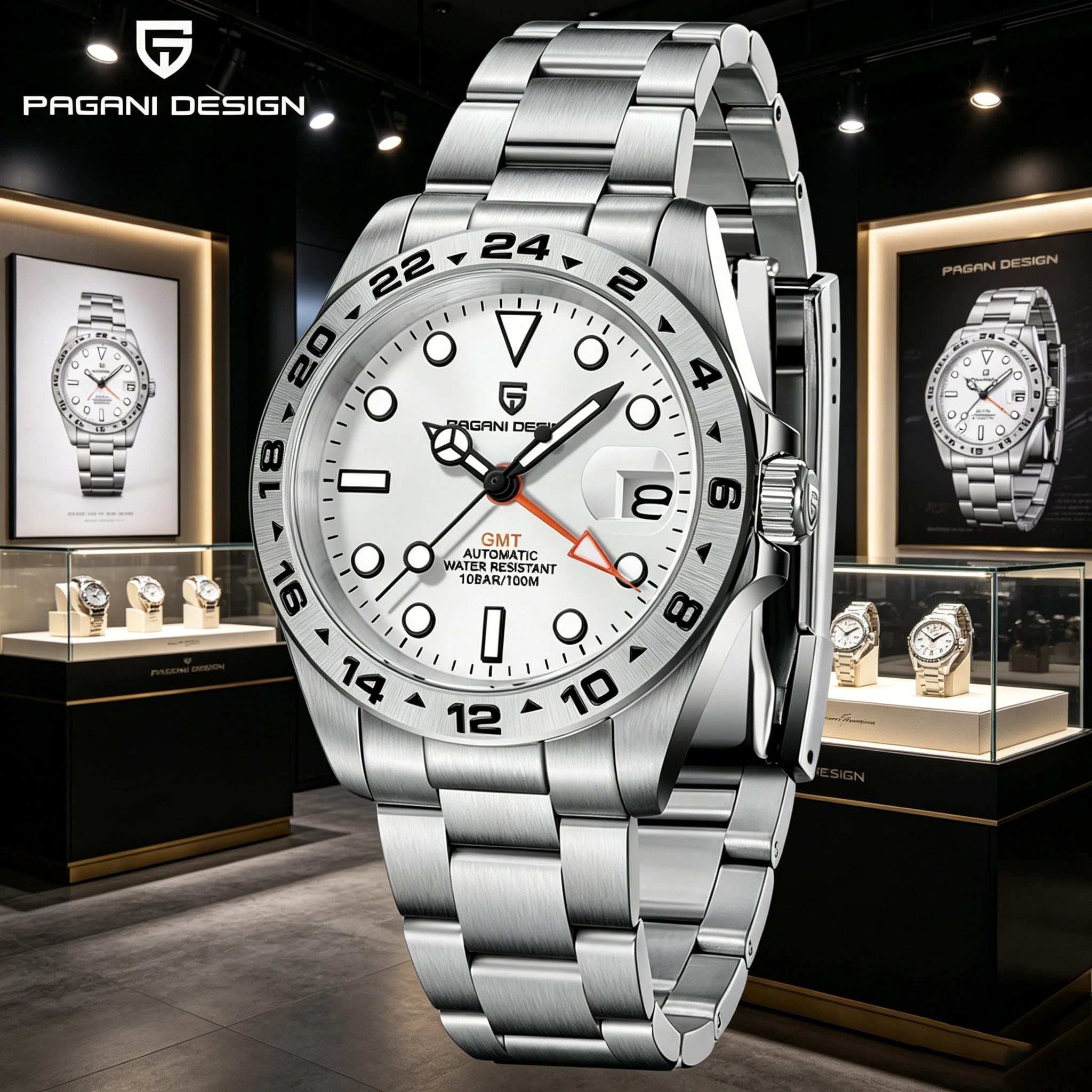 PAGANI DESIGN New Fashion Men's Gmt Automatic Mechanical Watch Top Grade Sapphire Stainless Steel Waterproof 10Bar BGW
PAGANI DESIGN New Fashion Men's Gmt Automatic Mechanical Watch Top Grade Sapphire Stainless Steel Waterproof 10Bar BGW