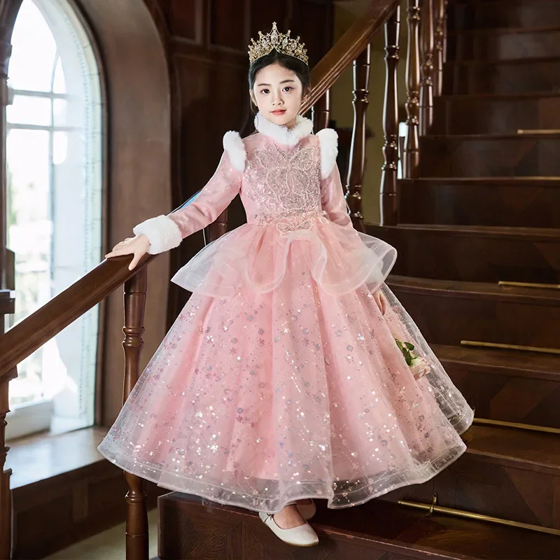 Kids Girl Winter Wedding Party Little Girl Long Sleeves Sequin Princess Dress Child Girl Thick Velvet Dress For Holiday New Year
Kids Girl Winter Wedding Party Little Girl Long Sleeves Sequin Princess Dress Child Girl Thick Velvet Dress For Holiday New Year