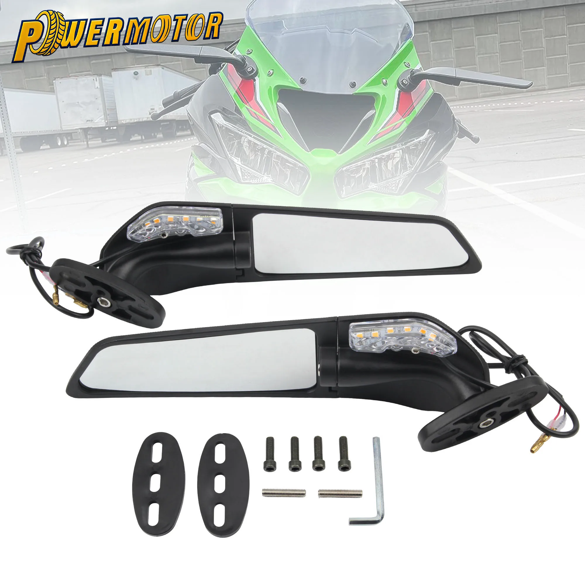 Motorcycle Mirrors Wind Wing Adjustable Rotating with LED Light For Yamaha YZF R1 R6 R25 R3 For Suzuki GSXR For KAWASAKI NINJA