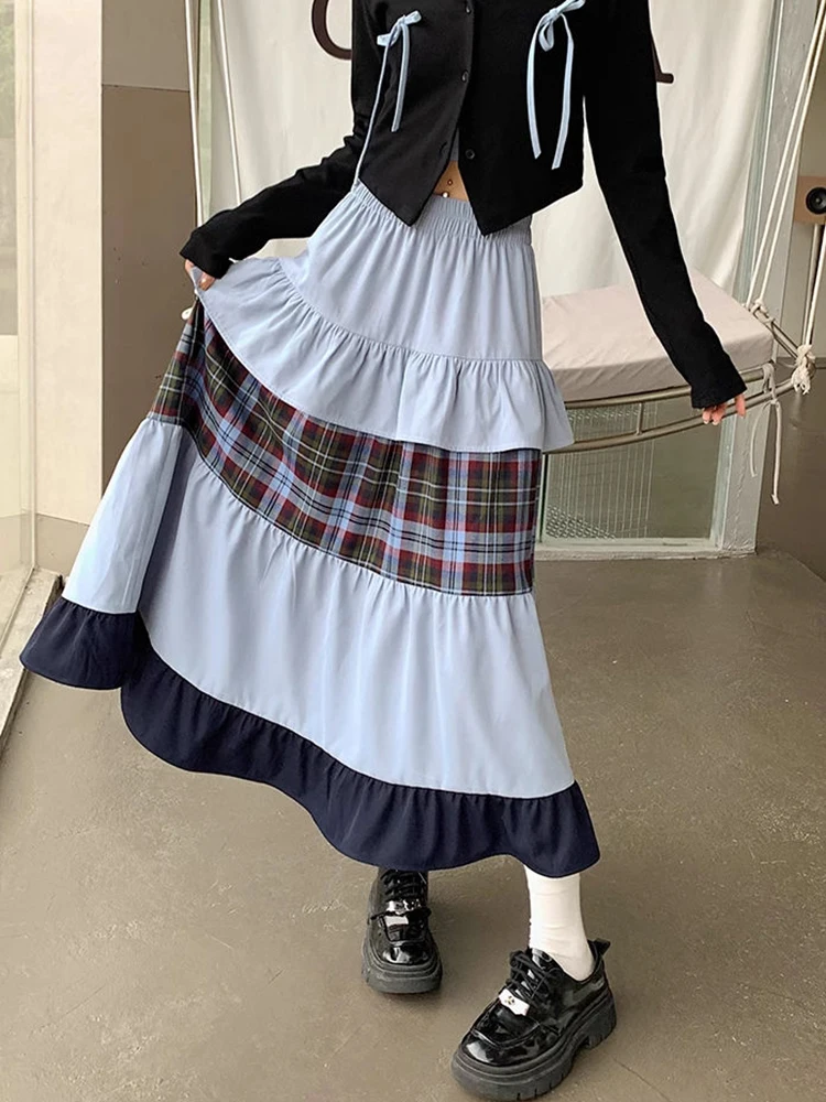 Zoki Casual Patchwork Long Skirts Women Korean High Waist Plaid Skirt Vintage Design Lady Elegant Spring All Match A Line Skirts
Zoki Casual Patchwork Long Skirts Women Korean High Waist Plaid Skirt Vintage Design Lady Elegant Spring All Match A Line Skirts