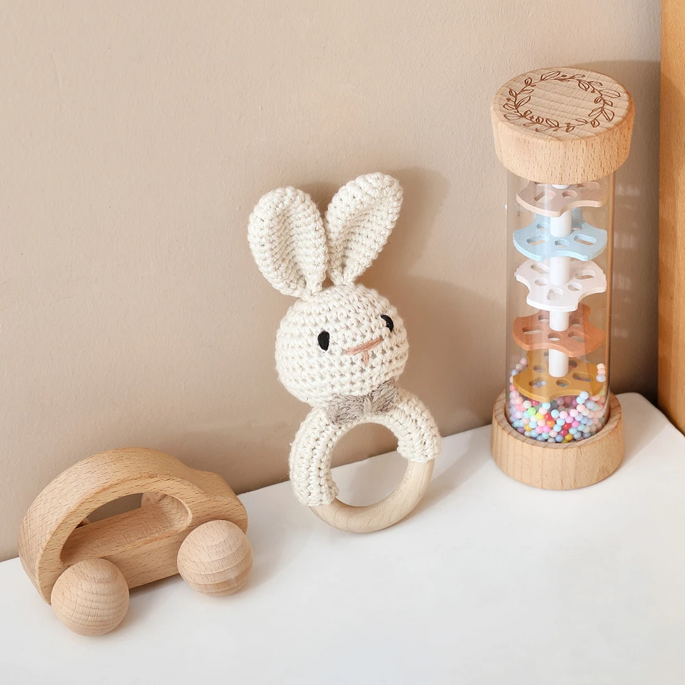 3pc Baby Sensory Toy Set Crochet Bunny Rattle Rainmaker Wooden Car Fine Motor Skills Thinking Inspiration Parent Child Gift
3pc Baby Sensory Toy Set Crochet Bunny Rattle Rainmaker Wooden Car Fine Motor Skills Thinking Inspiration Parent Child Gift