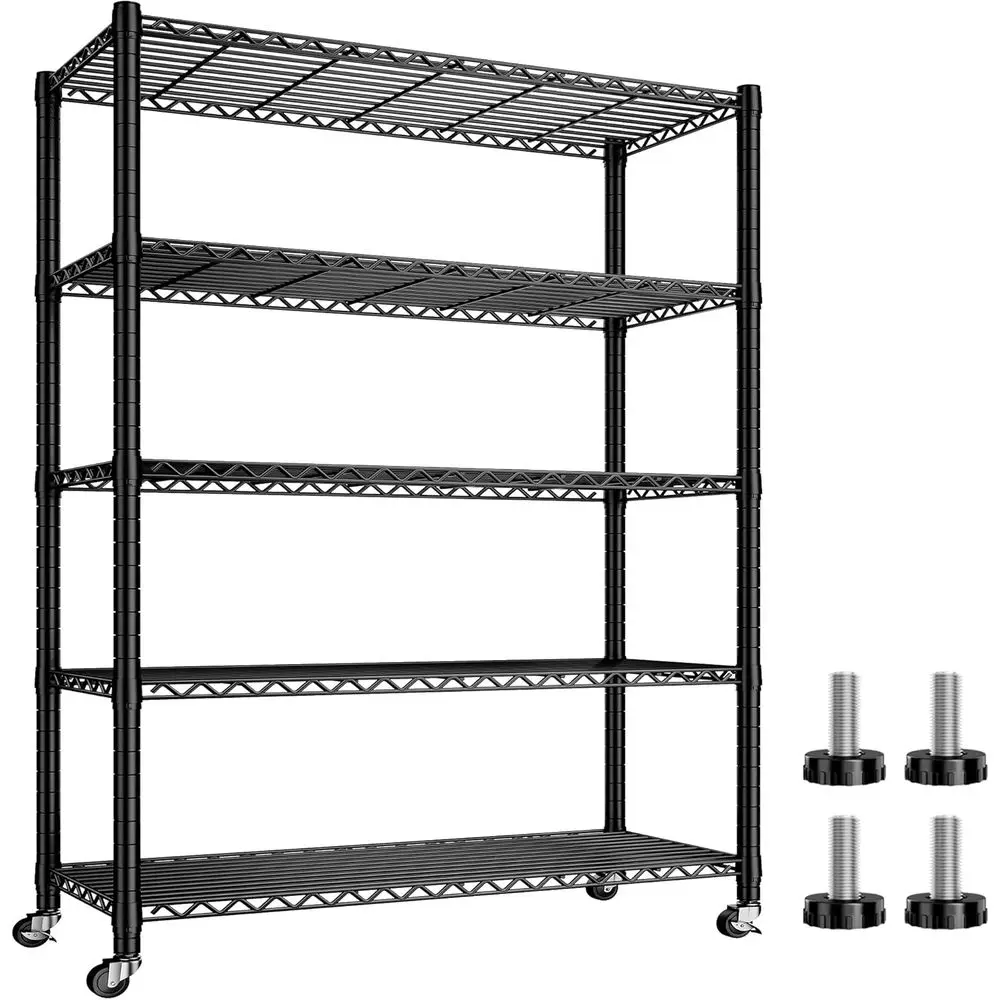 REIBII Storage Shelves Load 1980LBS,5 Tier Metal Shelving Unit with Wheels,Adjustable Wire Shelving Metal Storage Shelves Commer
REIBII Storage Shelves Load 1980LBS,5 Tier Metal Shelving Unit with Wheels,Adjustable Wire Shelving Metal Storage Shelves Commer