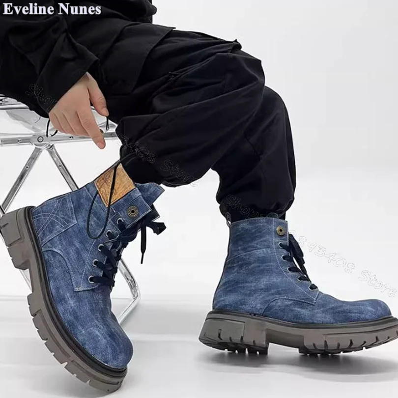 Blue Denim Lace up Men Boots Wear Resistant Personality Men Shoes Spring Stylish Casual Men Shoes Size 37-44 Zapatillas Mujer
Blue Denim Lace up Men Boots Wear Resistant Personality Men Shoes Spring Stylish Casual Men Shoes Size 37-44 Zapatillas Mujer