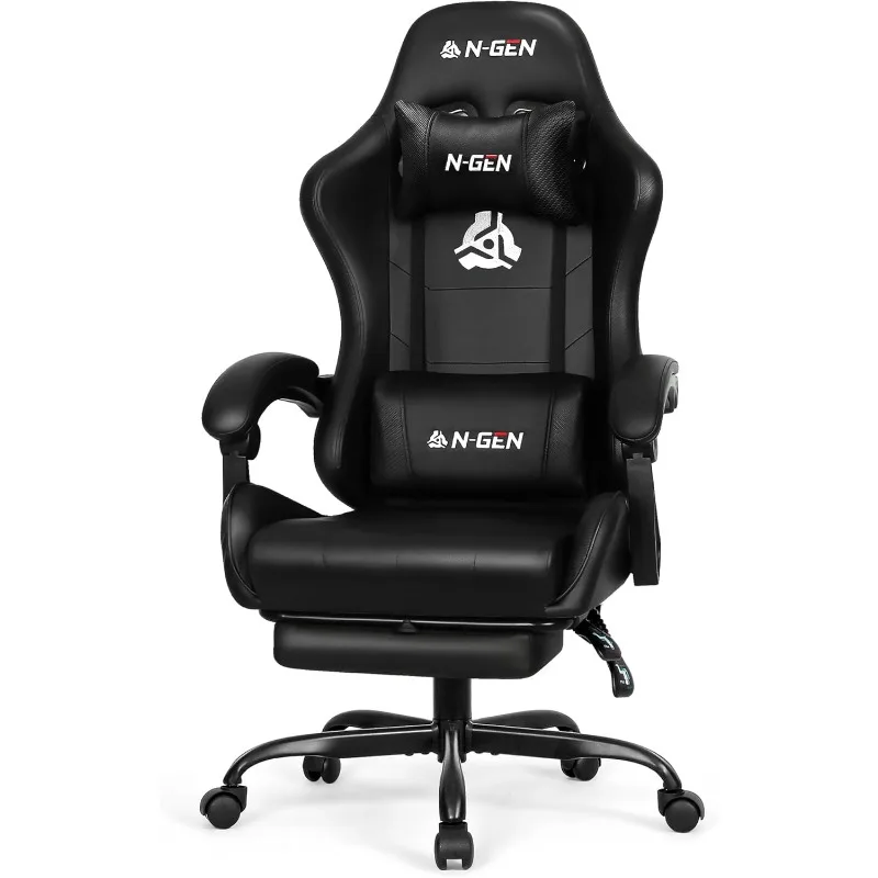 Игровое кресло N-GEN GAMING с подставкой для ног, эргономичный удобный офисный компьютерный стол с высокой спинкой и поясничной опорой (черный)
Игровое кресло N-GEN GAMING с подставкой для ног, эргономичный удобный офисный компьютерный стол с высокой спинкой и поясничной опорой (черный)