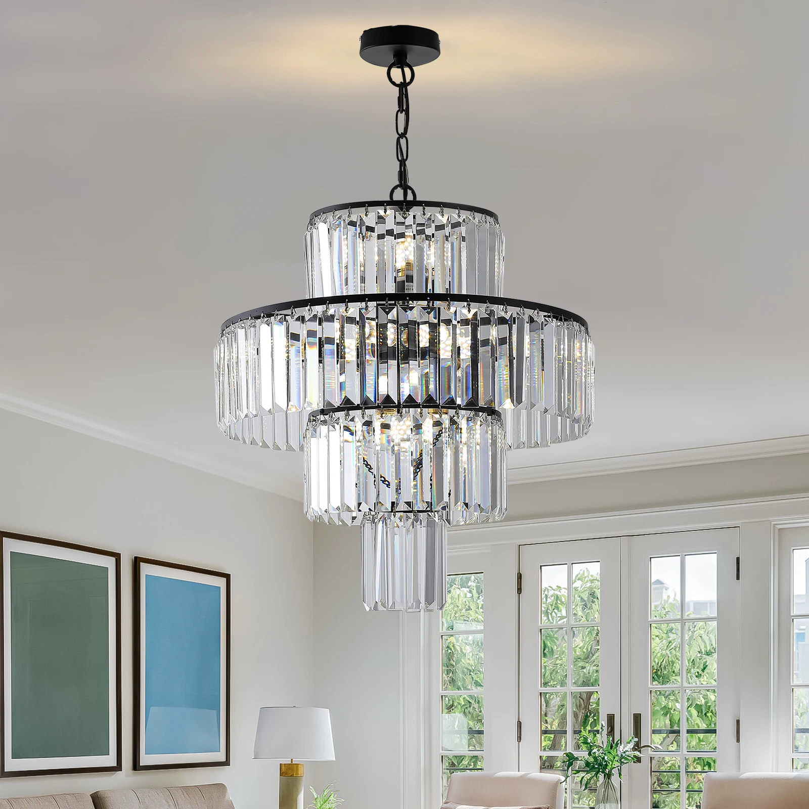 Modern Crystal Chandeliers Round Adjustable Ceiling Chandeliers Light Fixture 4-Tier K9 Crystal Pendant Lamp For Dining Room
Modern Crystal Chandeliers Round Adjustable Ceiling Chandeliers Light Fixture 4-Tier K9 Crystal Pendant Lamp For Dining Room