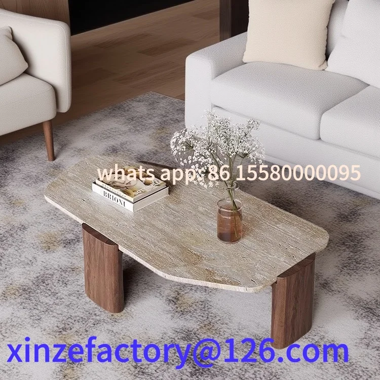 Customizable solid wood coffee table living room small apartment natural travertine
Customizable solid wood coffee table living room small apartment natural travertine