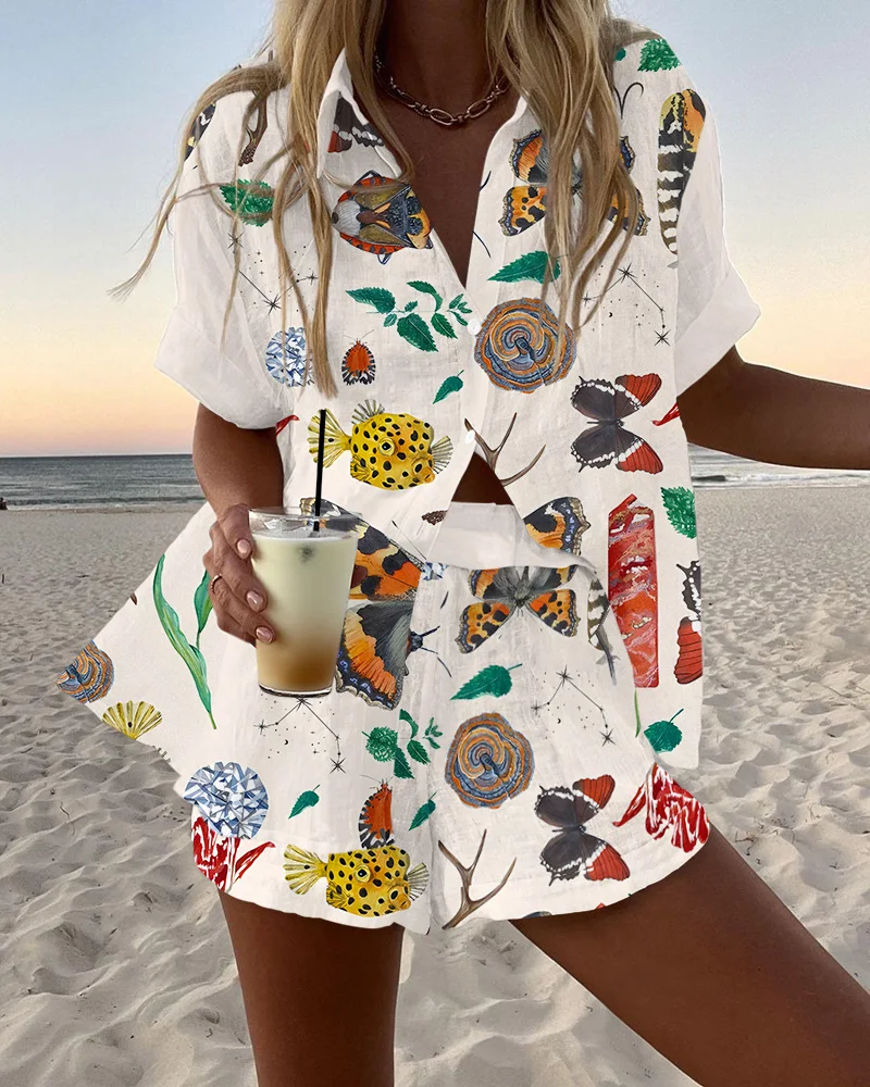 Butterfly Printed Summer Women's Personality Temperament Elegant Fashion 2-piece Sets Beach Vacation Commuting Top Shorts Sets
Butterfly Printed Summer Women's Personality Temperament Elegant Fashion 2-piece Sets Beach Vacation Commuting Top Shorts Sets