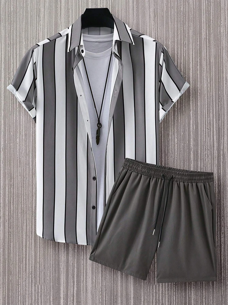 2025 New Men's Hawaii Beach Casual Suit Single Breasted Short Sleeve Shirt And Shorts Summer Vacation Travel Striped Suit
2025 New Men's Hawaii Beach Casual Suit Single Breasted Short Sleeve Shirt And Shorts Summer Vacation Travel Striped Suit
