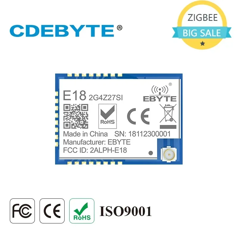 E18-2G4Z27SI Zigbee CC2530 PA CC2592 2.4Ghz 500mW IoT Uhf RF Wireless Transceiver 27dBm Transmitter and Receiver Module
E18-2G4Z27SI Zigbee CC2530 PA CC2592 2.4Ghz 500mW IoT Uhf RF Wireless Transceiver 27dBm Transmitter and Receiver Module