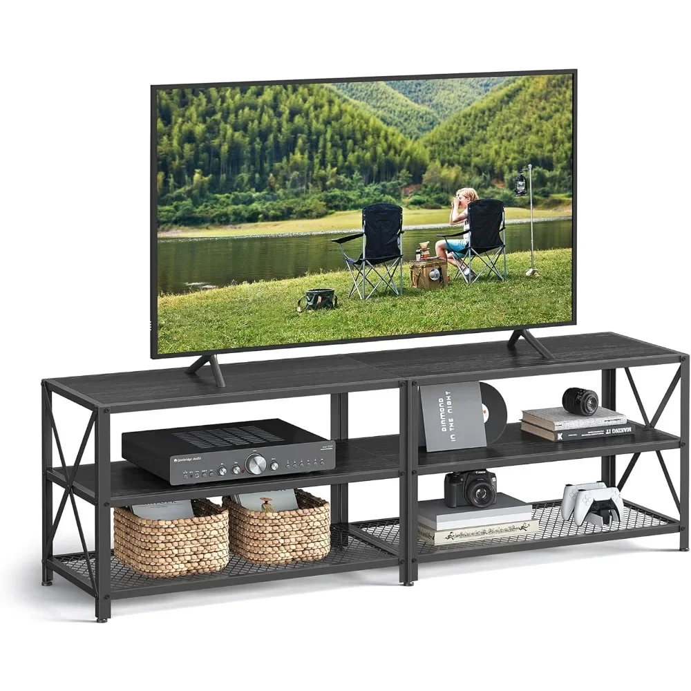 TV Stand, TV Console for TVs Up to 70 Inches,63 Inches Width,TV Cabinet with Storage Shelves, Steel Frame,Black with Wood Grain
TV Stand, TV Console for TVs Up to 70 Inches,63 Inches Width,TV Cabinet with Storage Shelves, Steel Frame,Black with Wood Grain