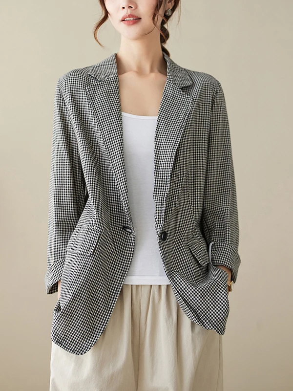 Casual Plaid Cotton Linen Suit Jaet for Women Spring 2026 Vintage Sle Versatile Slimming Top Breathable Splicing Proc
Casual Plaid Cotton Linen Suit Jaet for Women Spring 2026 Vintage Sle Versatile Slimming Top Breathable Splicing Proc