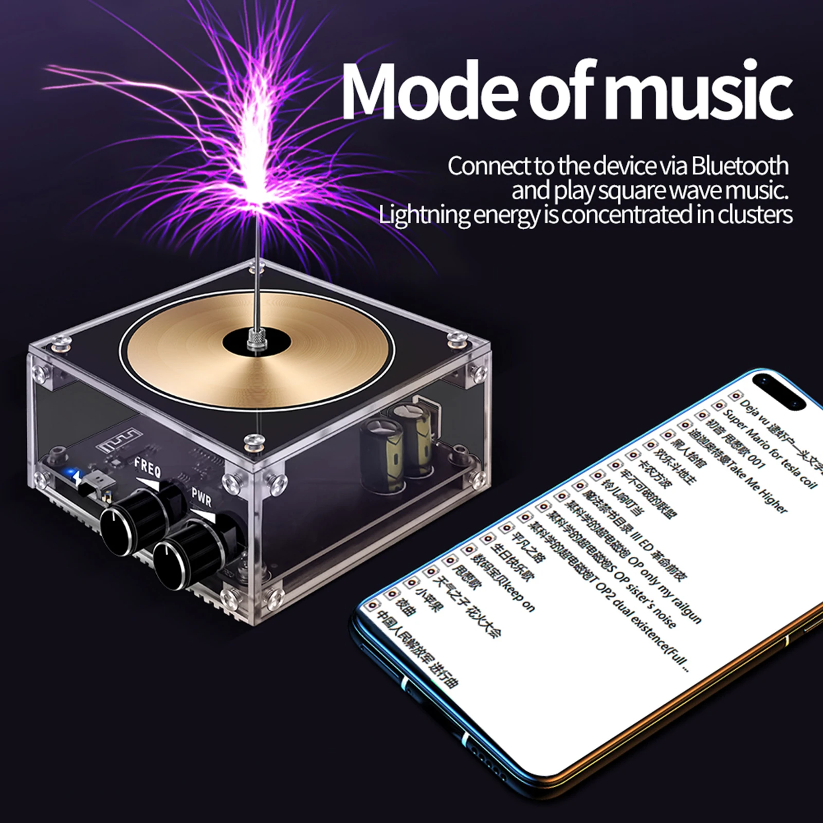 Touchable Spark Arc Tesla Coil with BT Music, Wireless Plasma Light for Science Experiment & DIY Decoration
Touchable Spark Arc Tesla Coil with BT Music, Wireless Plasma Light for Science Experiment & DIY Decoration