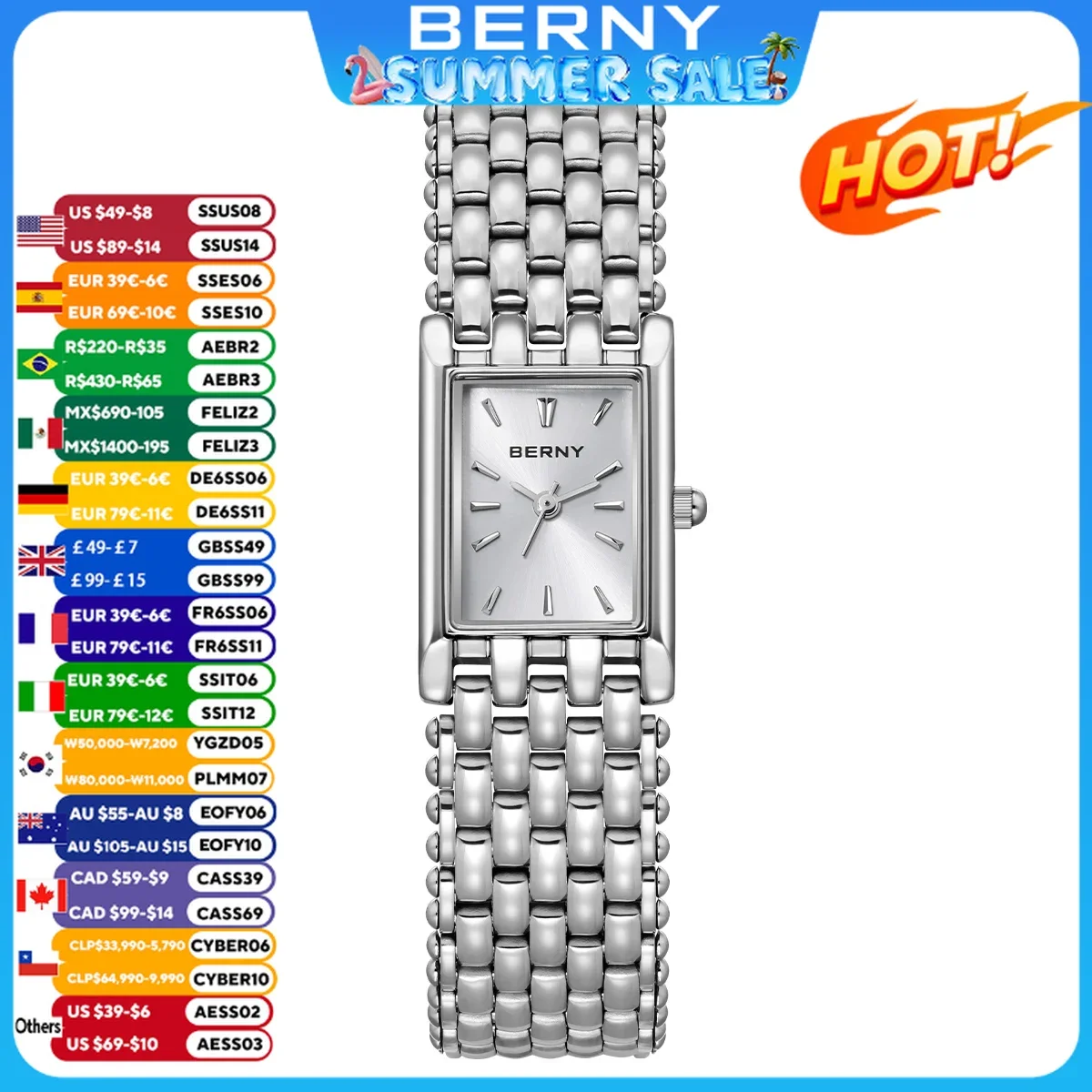 BERNY Square Women Watches Quartz Ladies Wristwatches Stainless Steel Women Small Dial Watch Luxury Casual Fashion Watches
BERNY Square Women Watches Quartz Ladies Wristwatches Stainless Steel Women Small Dial Watch Luxury Casual Fashion Watches